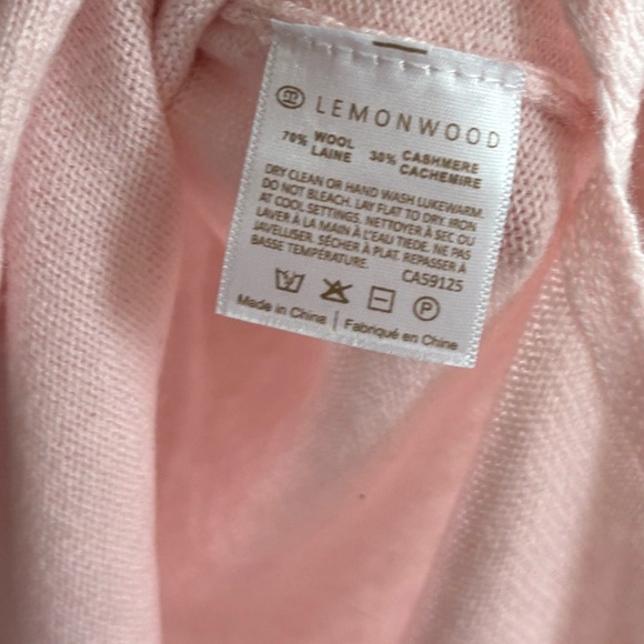 Lemonwood Wool-Cashmere Pink Floral V-neck Pullover Sweater Size Small - Picture 5 of 8